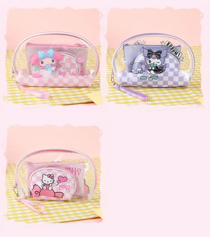 Ensemble de sacs de maquillage Kawaii Sanrio 3 en 1