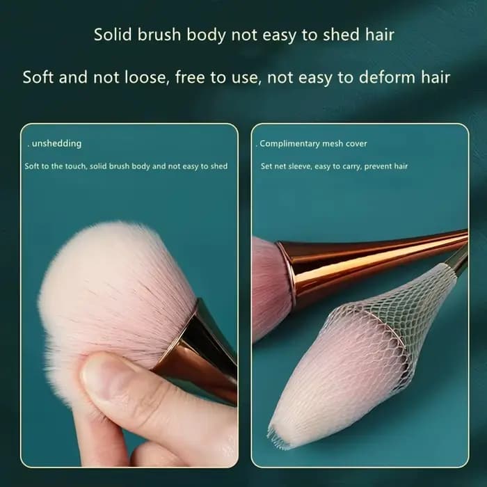 Pinceau de maquillage en forme d'éventail rose doré