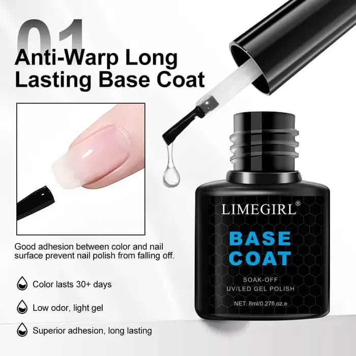LIMEGIRL 8ml imbiber la couche de Base supérieure mate pour ongles vernis Gel UV Semi Permanent fonctionnel manucure