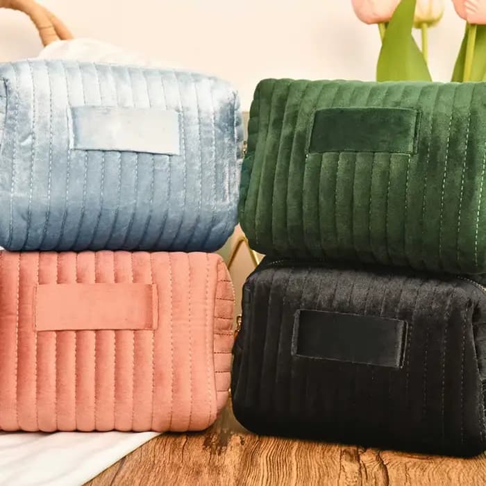 Grande trousse de maquillage en velours grande capacité