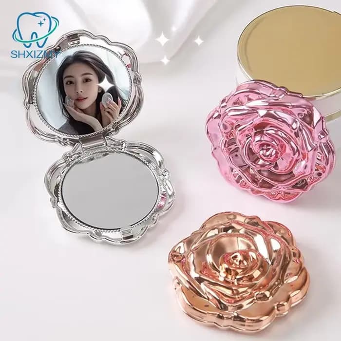 Mini miroir Portable rétro fleur de Rose