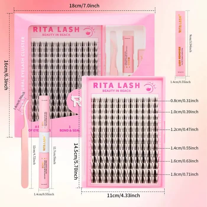 RITALASH 154 pièces D Curl Cluster Kit de cils