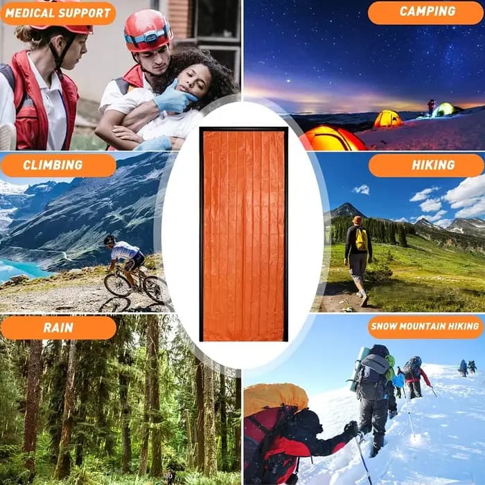 Sac de couchage de survie d'urgence Portable et étanche, équipement de Camping Edc en plein air, sac thermique, Kit de premiers secours, couverture en Mylar