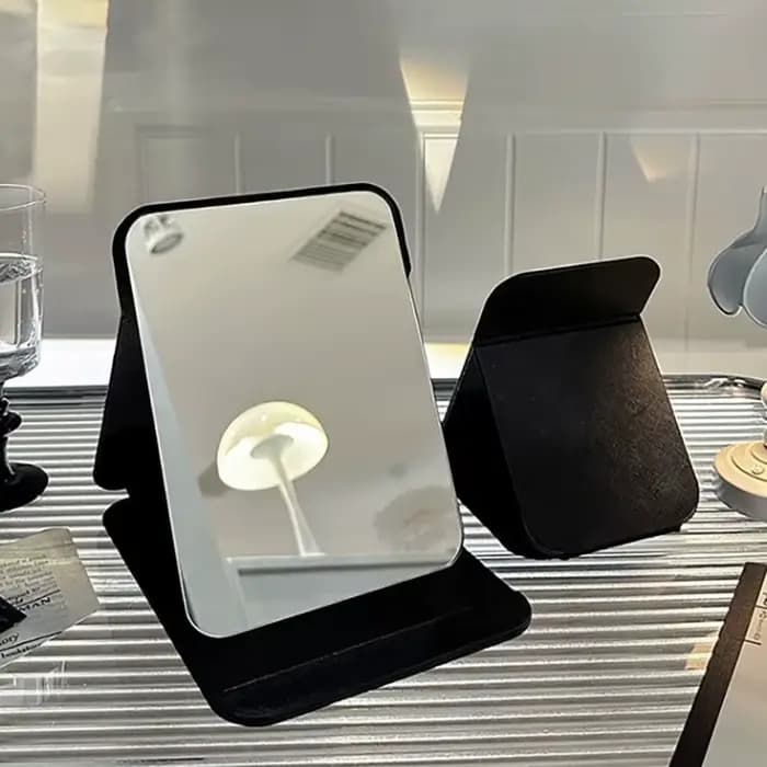 Miroir de Maquillage de Bureau en Cuir PU