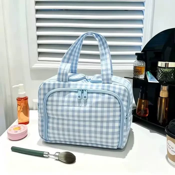 Sac de toilette de voyage multi-poches à double ouverture latérale avec poignée confortable