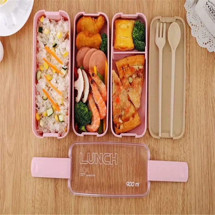 Boîte à bento portable pour adultes et enfants, boîte à lunch à 3 couches, britware de stockage des aliments, accessoires de cuisine pour la maison en plein air