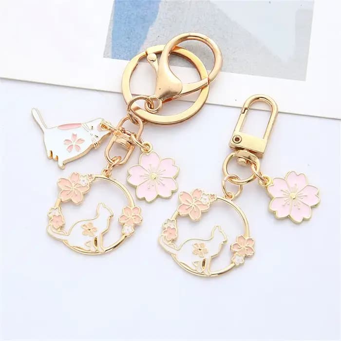 Emballage décoration sac ornements accessoires intérieurs casque pendentif rose Sakura sac pendentifs porte-clés lapin chat porte-clés