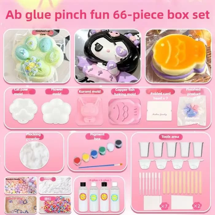 Kit de fabrication de squishies Taba DIY, gel liquide, kit de fabrication de squishies en silicone, parfait pour les squishies Taba Kawaii, griffes de chat, personnages de dessins animés