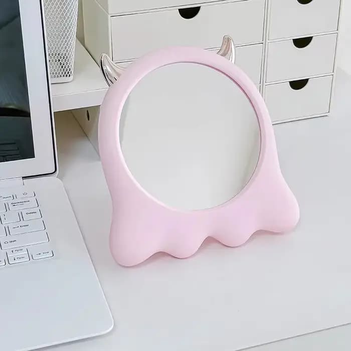 Autocollant ovale miroir à main maquillage lumière blanc miroirs debout Kawaii Design dortoir particulier Decorativos maison accessoires
