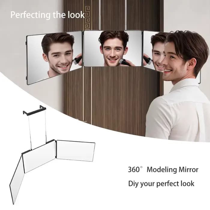 Miroir de coupe de cheveux à 3 voies