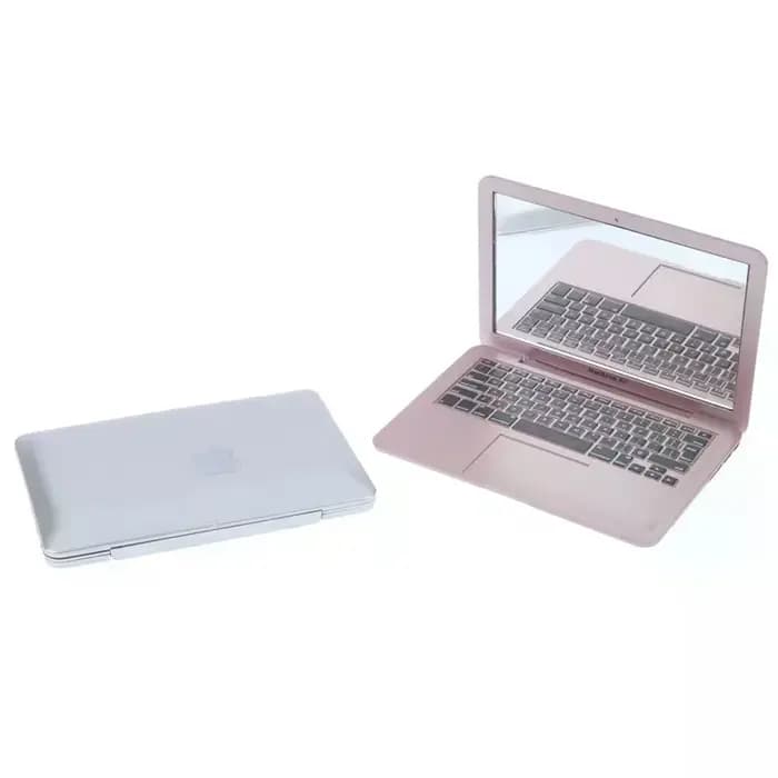 Mini miroir de maquillage de poche en forme d'ordinateur portable pour fille