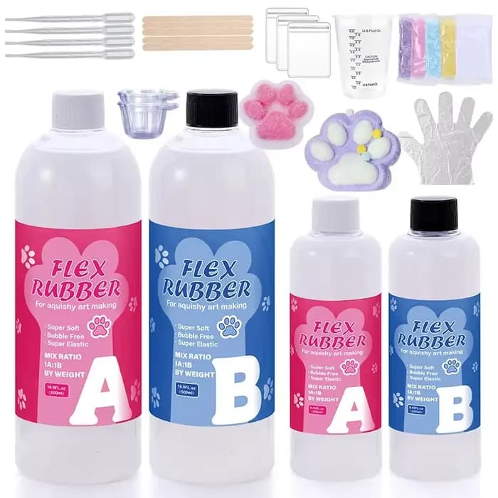 Kit de Moulage Taba Squishy en Gel de Silicone Liquide Super Doux, Résine Silicone AB Facile à Mélanger pour Hamsters, Pattes de Chat, Bricolage