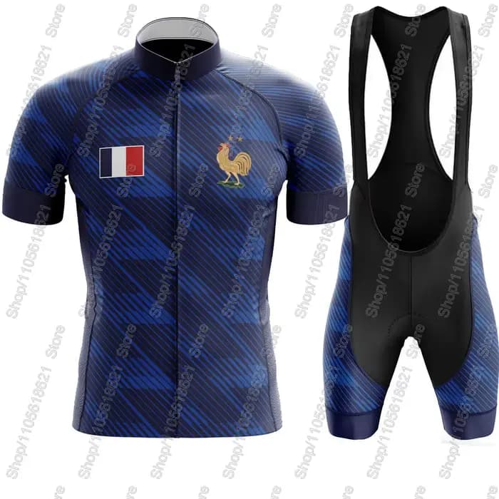 Ensemble Maillot et Cuissard de Cyclisme Équipe Nationale France 2026 pour Hommes – Tenue de Vélo de Route et VTT