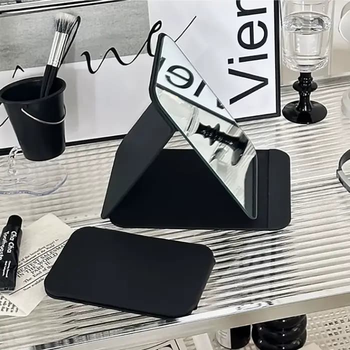 Miroir de Maquillage de Bureau en Cuir PU