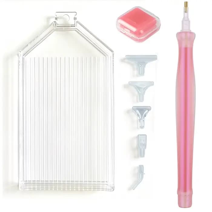 Accessoires de peinture diamant : Ensemble de plateaux pour stylos, outils de pose de strass pour nail art, stylos à points avec plateau de rangement, colle, argile et cire