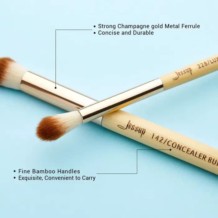 Jessup Pinceau de maquillage professionnel en bambou Beauté Set de pinceaux