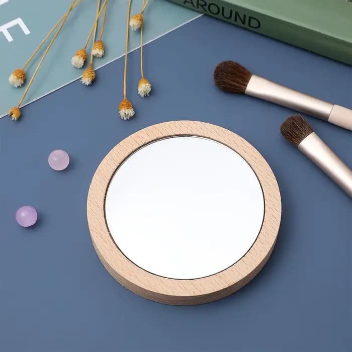 30 pièces de mini-miroirs de maquillage portables en bois