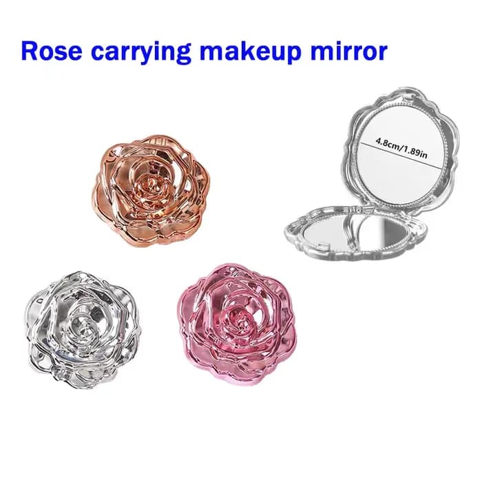 Mini miroir Portable rétro fleur de Rose