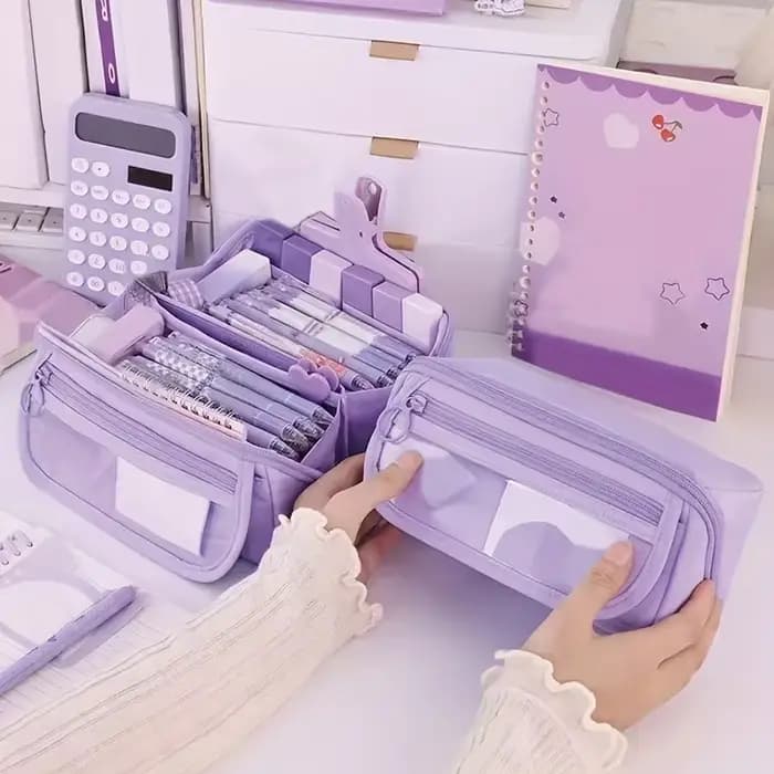 Trousse à crayons grande capacité - Organiseur de bureau multi-compartiments pour fournitures scolaires