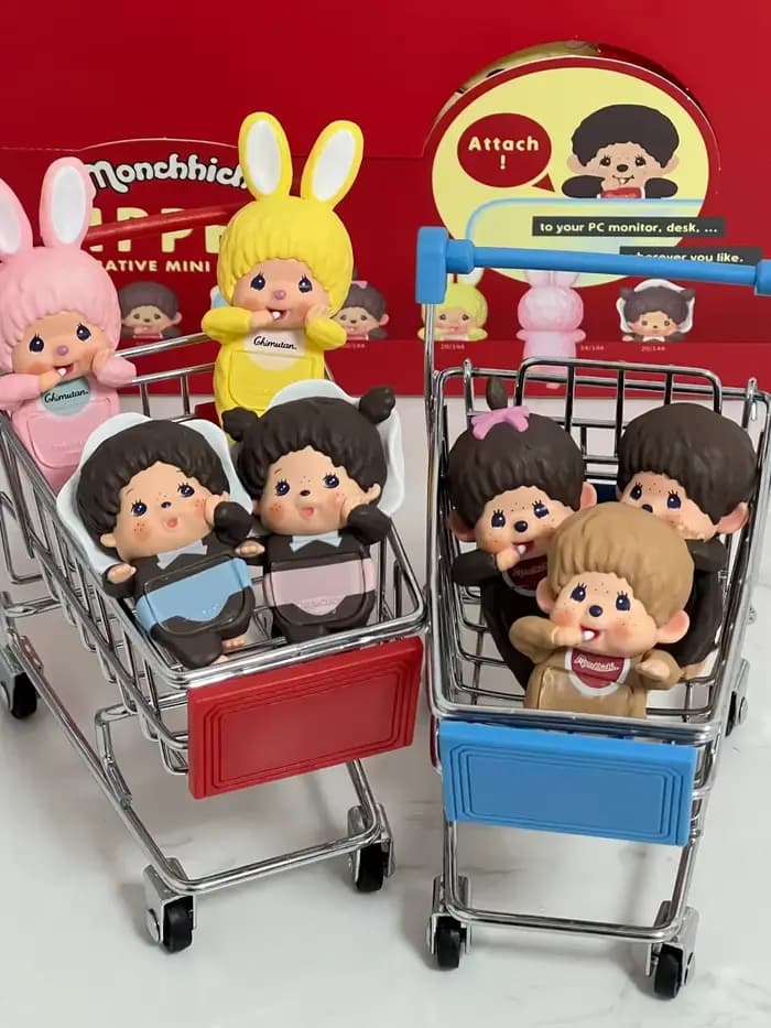 Figurine miniature authentique Sonny Angle X Monchichi Hippers Series Blind Box, poupée Kawaii Sakura, décoration de bureau, cadeau pour enfant fille