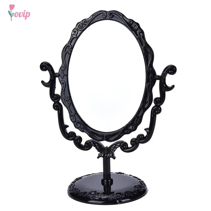 Miroir de maquillage royal rotatif noir vintage, miroir gothique de bureau avec papillon, rose, outil cosmétique de décoration