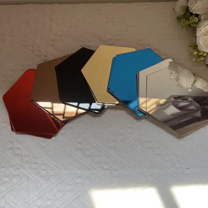 Autocollant mural miroir hexagonal en acrylique 3D