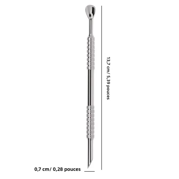 Poussoir à cuticules à sabot coudé à Double tête