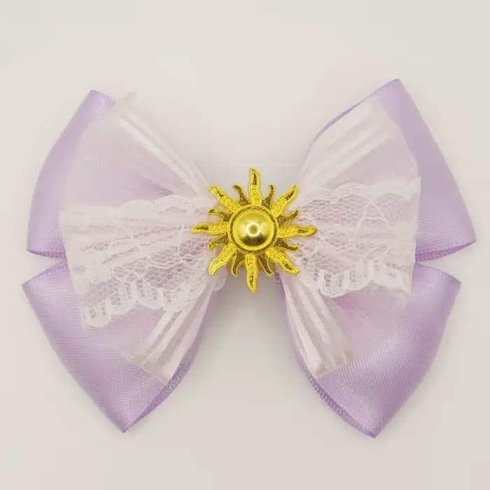 1 pièce Accessoires capillaires Disney Raiponce pour filles, pince à cheveux oreilles de caméléon et tournesol, bandeaux Tangled pour femmes, coiffes à nœuds à paillettes pour enfants