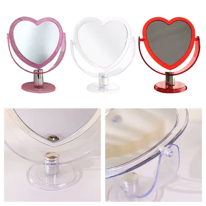 Miroir cosmétique double face en forme de cœur de style coréen