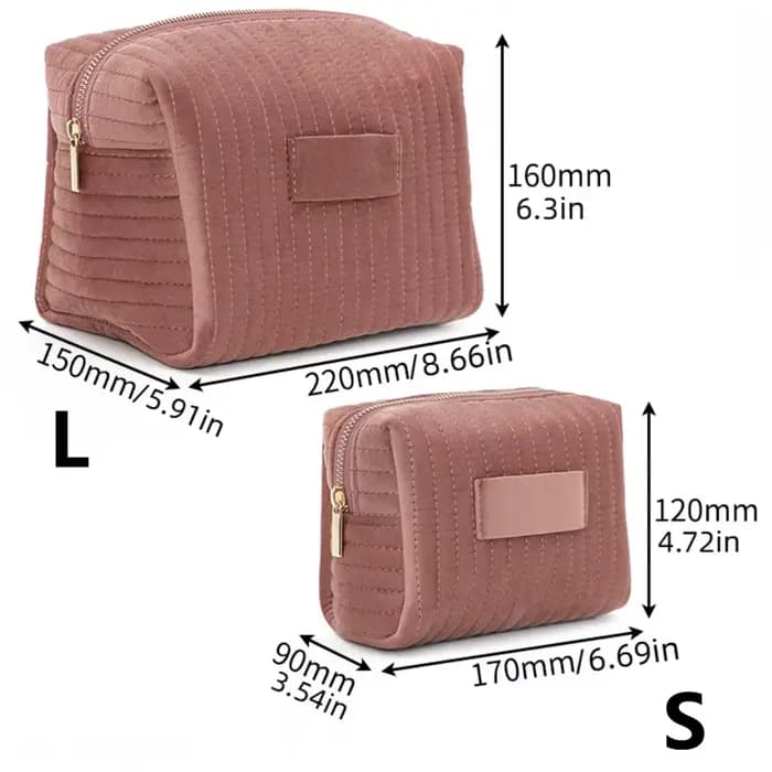 Trousse de Maquillage Personnalisée Grande Capacité en Velours avec Fermeture Éclair