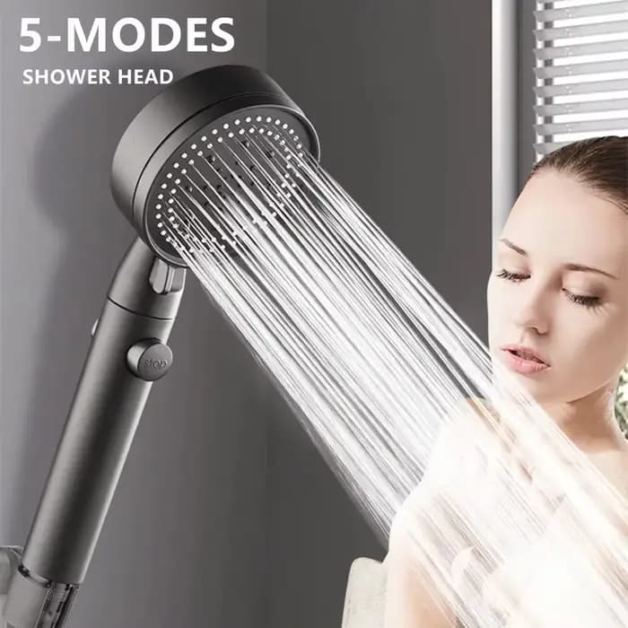 Pommeau de douche haute pression réglable, 5 Modes avec tuyau, économie d'eau, buse de pulvérisation d'arrêt à une touche, accessoires de salle de bain et de douche