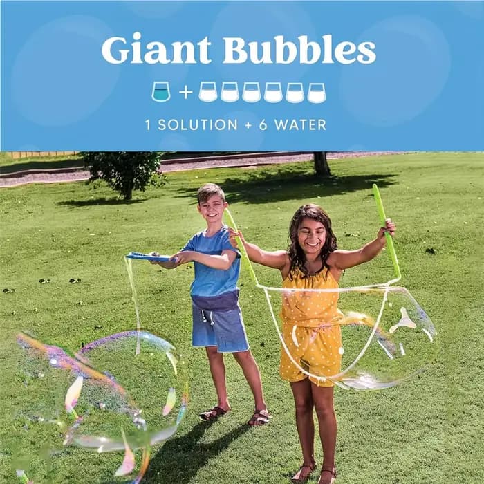 Solution à bulles de 500 ml - Liquide à bulles rose et bleu non toxique, bouteille avec poignée portable, idéal pour les jeux en plein air et les fêtes des enfants