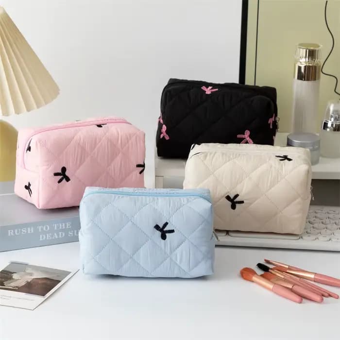 Trousse de maquillage avec nœud pour femme