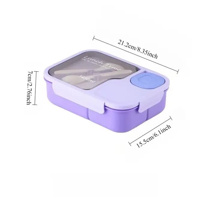 Boîte à bento - Boîte à lunch portable avec couverts intégrés et compartiment à sauce, boîte de rangement carrée pour repas, idéale pour l'école, le bureau et les voyages