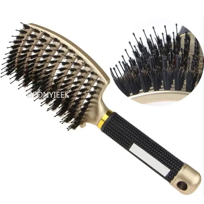 Brosse à cheveux en nylon pour femmes, massage du cuir chevelu, peigne, poils, support, poignées bouclées, angle, salon de coiffure, outils de coiffure