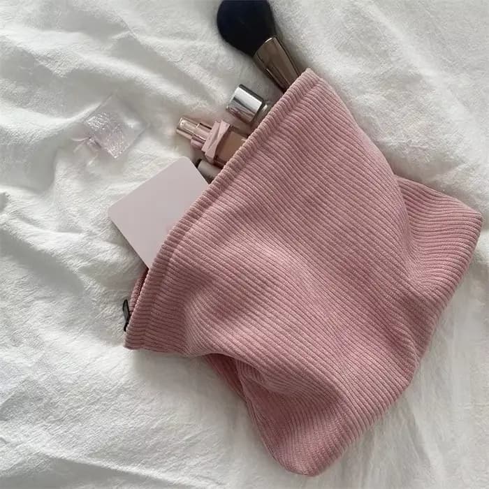 Sac à cosmétiques de voyage en velours côtelé