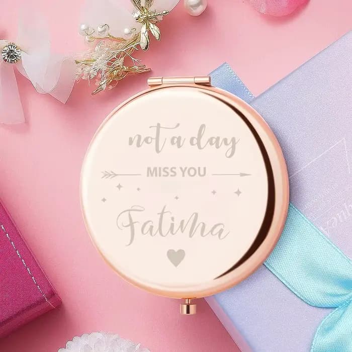 1PC Miroir argenté personnalisé avec gravure de nom