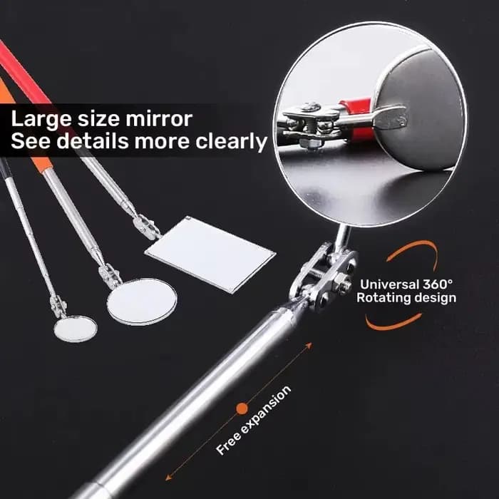 Miroir d'inspection télescopique automatique rond et carré, miroir d'inspection extensible et rotatif, ensemble d'outils manuels extensibles, outil de détection