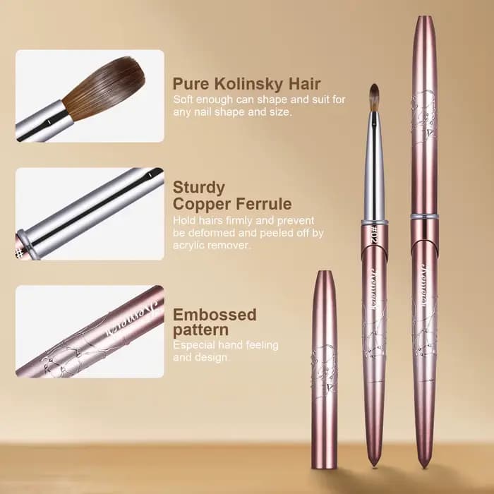 Brosse à ongles en acrylique Kolinsky