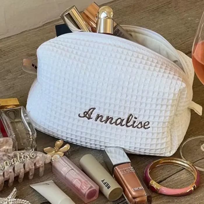 Trousse de maquillage personnalisée avec nom brodé