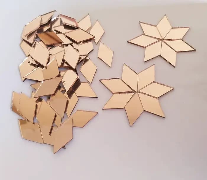 Tuiles de mosaïque miroir, 200 pièces de tuiles en forme de diamant, fournitures de mosaïque, fournitures d'artisanat, pièces de mosaïque en miroirs de verre véritable (Rose Gold Mir