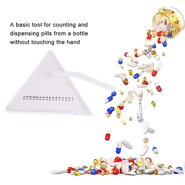 Plateau de comptage de pilules, distributeur de comprimés, séparateur de pilules avec spatule, outil pour technicien en pharmacie, médecin, pharmacien.