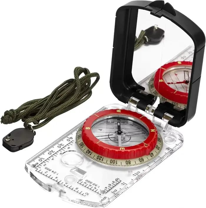 Boussole de visée à miroir inclinable réglable avec veilleuse pour la randonnée, la lecture de cartes, le Camping, la survie, la chasse et l'alpinisme