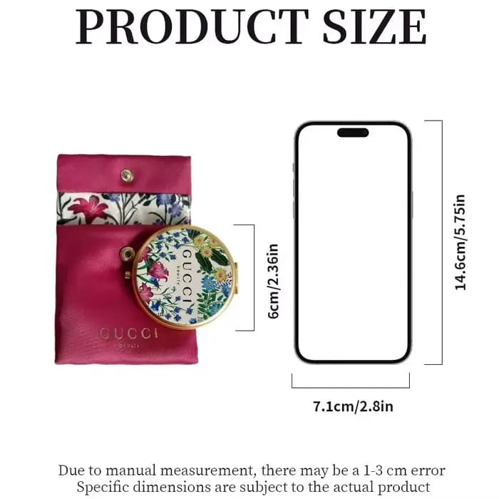Sac Gucci Gucci avec motif floral classique, miroir de poche compact portable pour retoucher le maquillage, facile à ranger dans le sac, luxe et mode.
