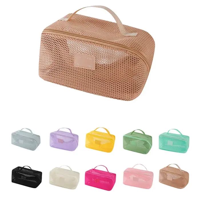 Sac organisateur de maquillage-Kit de toilette de voyage avec étui à cosmétiques zippé pour le rangement de vanité et utilisation Portable