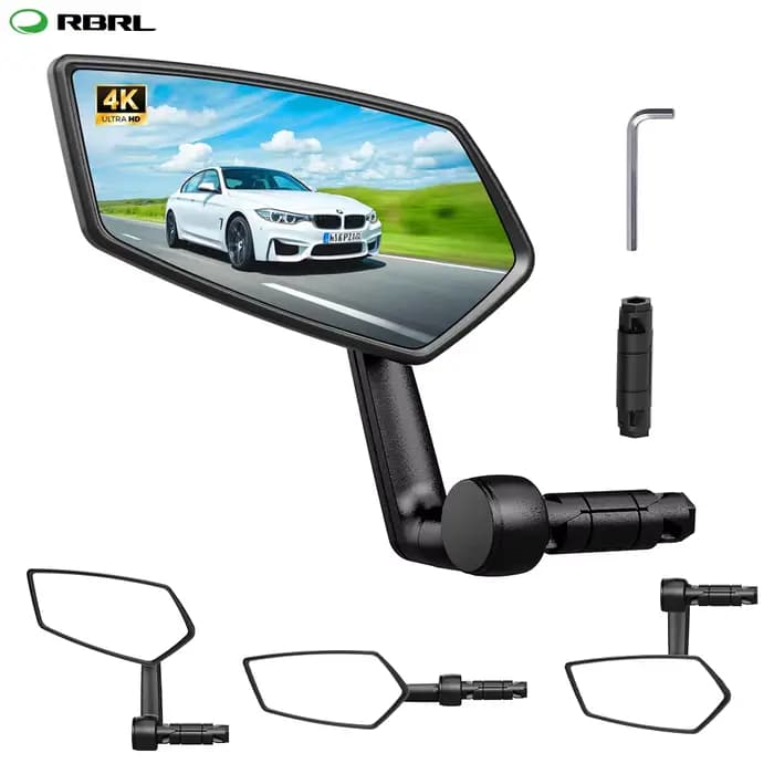 Rétroviseur de vélo RBRL HD grand angle pour extrémité de guidon, anti-chute, réglable à 360°, pour VTT, vélo de route, vélo électrique, trottinette