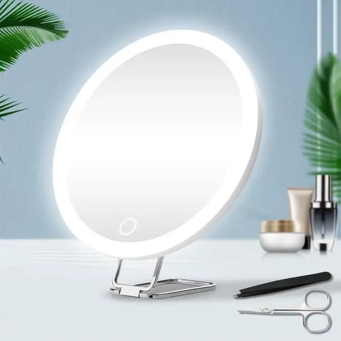 360 ° Miroir grossissant à support réglable avec lumière