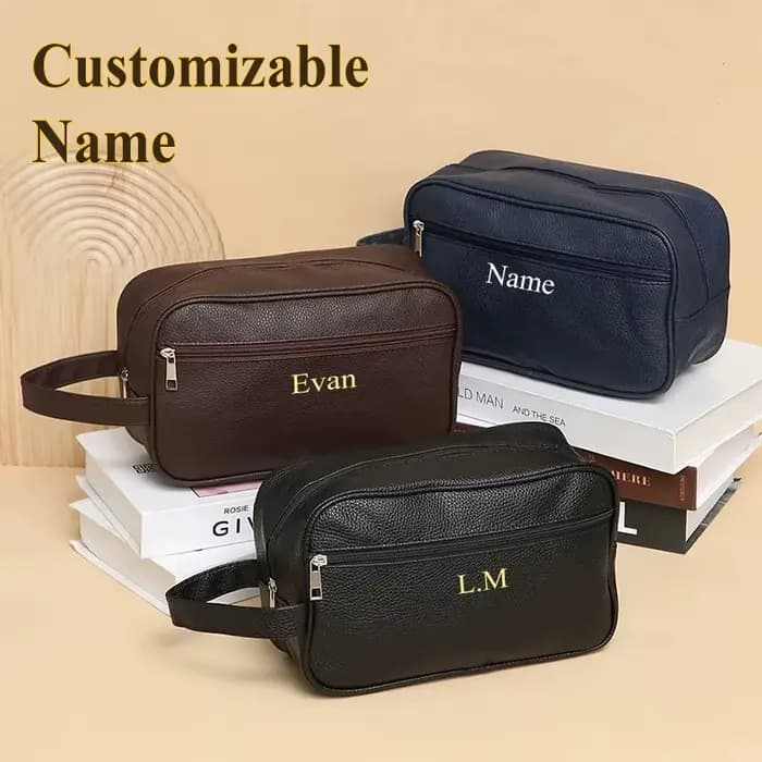 Sac de rangement de maquillage de voyage multifonction de grande capacité avec nom personnalisé gratuit pour hommes et