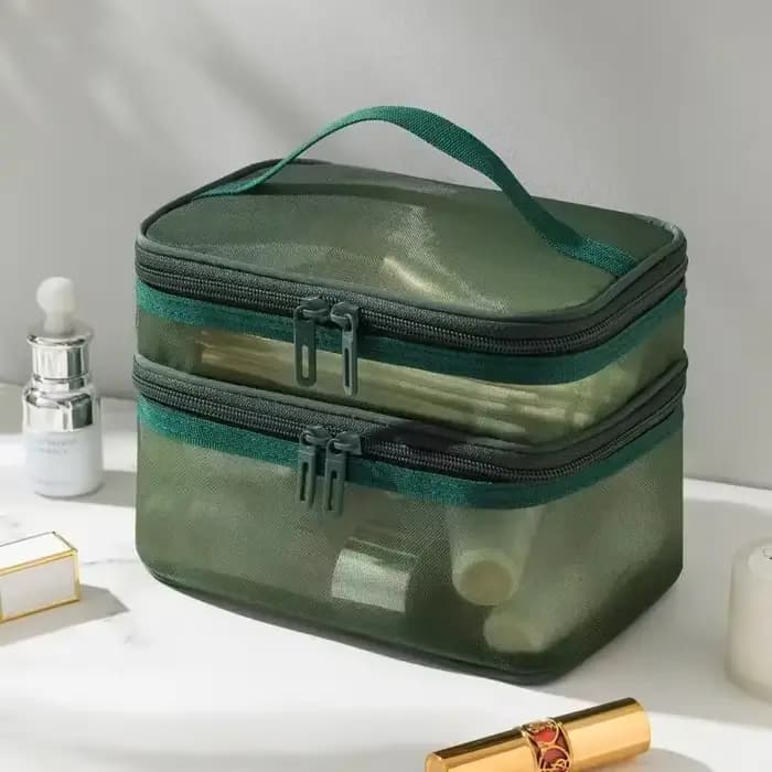 Sac à cosmétiques en maille de grande capacité