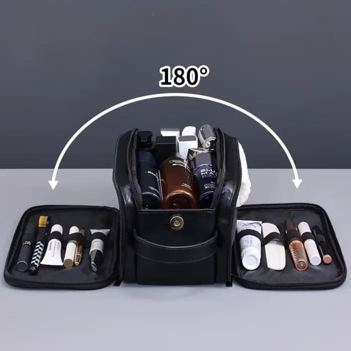 Trousse de toilette multi-poches en PU pour femmes et hommes